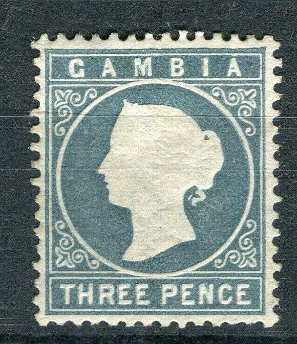 GAMBIA; 1886 classic QV Crown CA issue Mint hinged Shade of 3d. value
