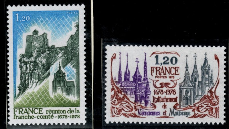 FRANCE Scott 1615-1616 MNH** 1978 stamp Pair