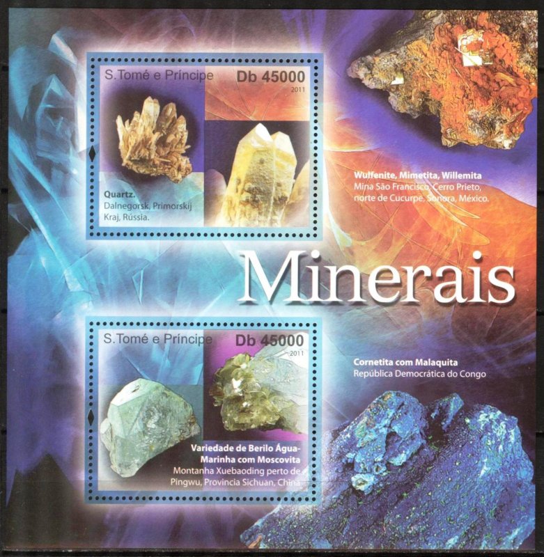 Sao Tome and Principe 2011 Minerals sheet of 2 MNH