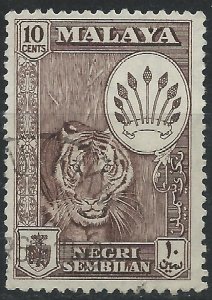 Negri Sembilan 1957 - 10c Tiger - SG73 used