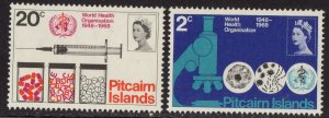 Thematic stamps PITCAIRN 1968 WHO 92/3 mint