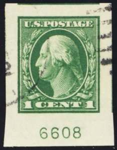 408, Used 1¢ Superb JUMBO Plate Number Stamp * Stuart Katz