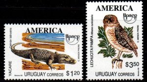 1993 Uruguay America issue Caiman Athene animals wildflife #1504-05 ** MNH