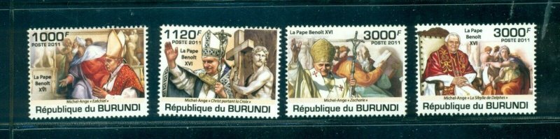 Burundi #836-39 (2011 Pope Benoit set) VFMNH CV $15.00