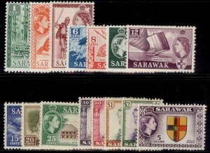 SARAWAK QEII SG188-202, 1955-59 complete set, M MINT. Cat £110.