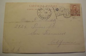 ITALY FLAG CANCEL NAPOLI 1905 on PICTURE CARD