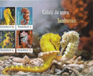 Romania STAMPS FOLDER 2024 SEAHORSES MARINE LIFE CALUTI DE MARE MNH POST