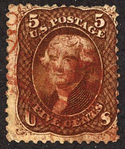 U.S. #75 USED RED CANCEL