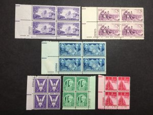 US, 903-908, 906, COMPLETE YEAR 1941-1943, MINT NH, VF, PLATE BLOCKS