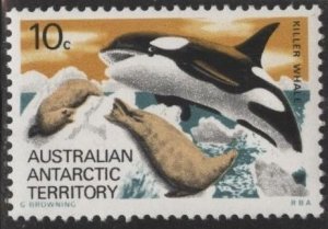 Australian Antarctic Territory L28 (mnh) 10c killer whale (1973)