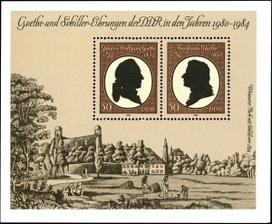 DDR 1982,Sc#2245 MNH, Johann Wolfgang Goethe/ Friedrich Schiller, Souv. Sheet