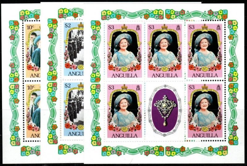 ANGUILLA SG655/7 1985 LIFE AND TIMES OF QUEEN MOTHER SHEETLET MNH