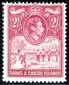 TURKS & CAICOS KGVI SG.203 2s Deep Rose-Carmine (1938) Mint LMM Cat £48 OBLUE61