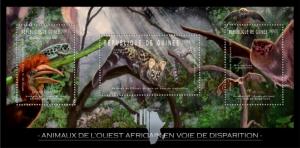 GUINEA 2012 SHEET ENDANGERED ANIMALS WILDLIFE BIRDS BATS LIZARDS REPTILES