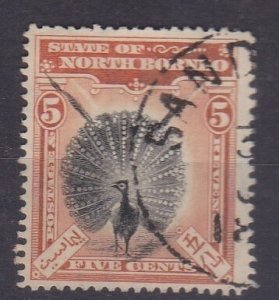 1897 North Borneo Local Motifs - Peacock (5 cents) USED