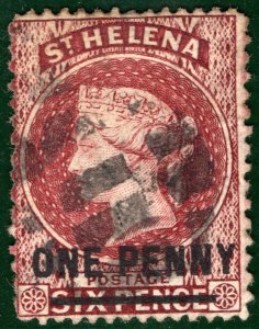 ST HELENA QV Classic Stamp 1d/6d Surcharge Used {samwells}SBLUE55 