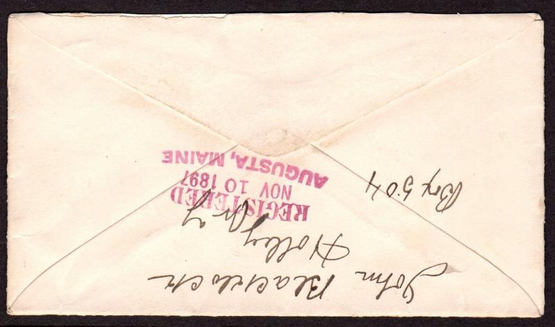 $US Registered Cover, Augusta Maine, Sc#273