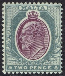 MALTA 1904 KEVII 2D WMK MULTI CROWN CA