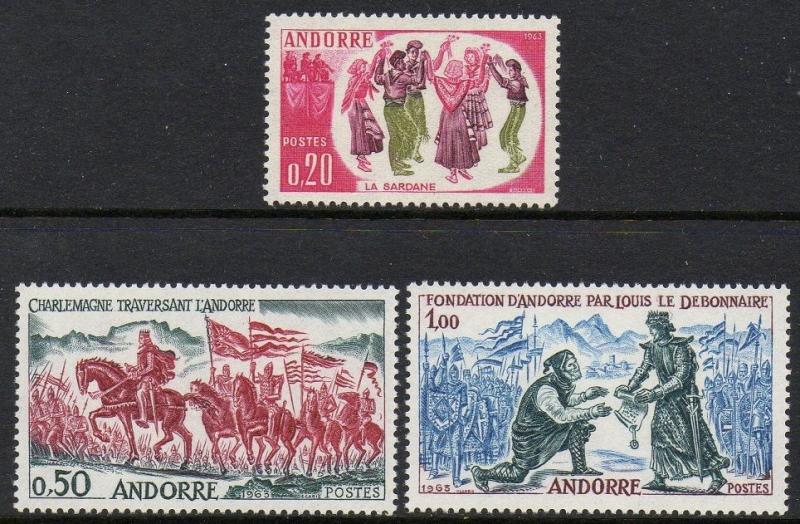 Andorra French 1963 Charlamagne La Sardane Dance VF MNH (155-7)