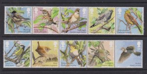 Great Britain   #3606-3615a  MNH  2017  birds  in strips of 5