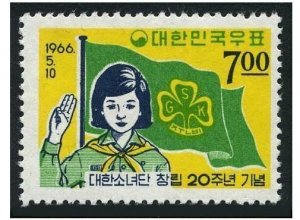 Korea South 510, MNH. Michel 528. Korean Girl Scouts, 20th Ann. 1966. Flag.