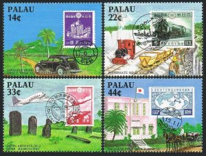 Palau 164-167,168,MNH. Japanese links to Palau,1987.Locomotive,Ships,Plane,Bird.