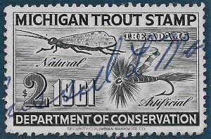 US 1961 MI Trout Stamp used