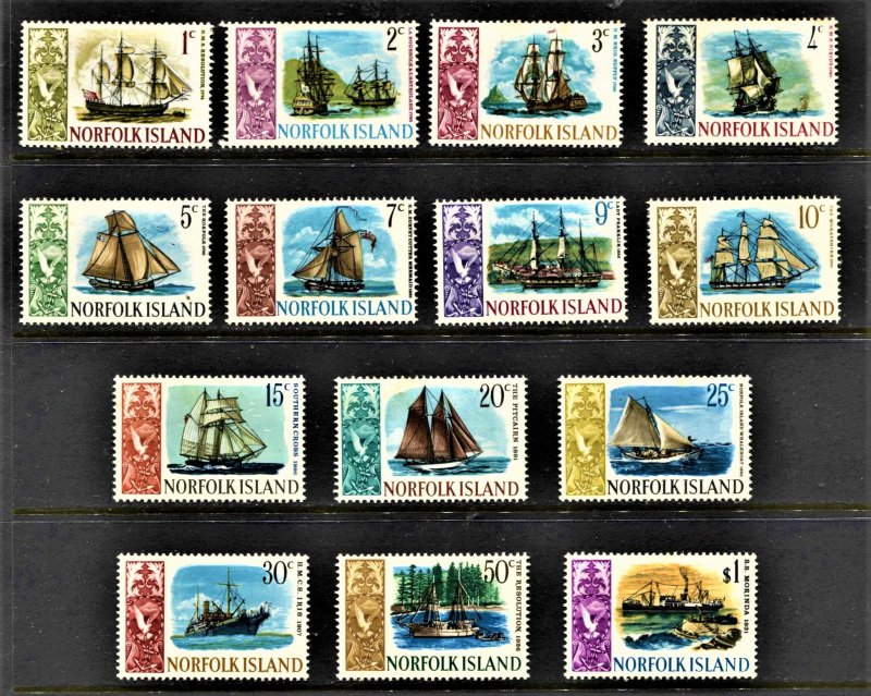 STAMP STATION PERTH Norfolk Island #100-113 Ships Definitive Set MNH- CV$16.00