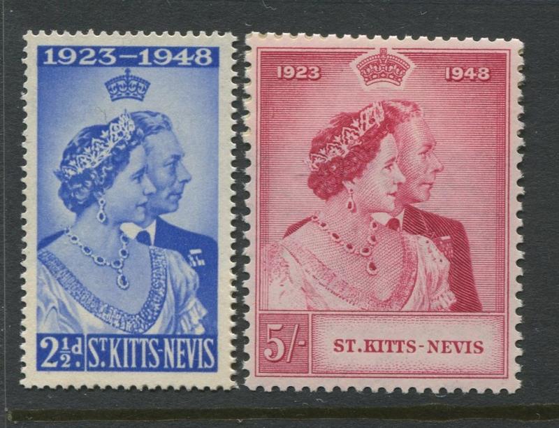 St Kitts Nevis - Scott 93-94 - Silver Wedding Issue -1948 -MNH-Set of 2 Stamps