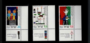 Israel Scott #1167-69, Corner Tab Singles 1993 Compete FVF MNH
