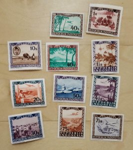 INDONESIA 1948 AIR POST OFFICIAL STAMPS -  SET OF 11 - MINT NEVER HINGED.