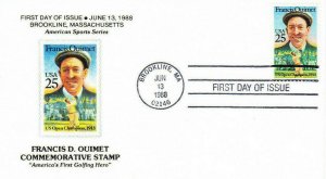 Key Kachet First Day Cover #2377 Francis Ouimet Golf 1913 U.S. Open 1988