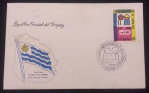 D)1977, URUGUAY, FIRST DAY COVER, ISSUE, 50TH ANNIVERSARY OF THE INTER-AMERICAN