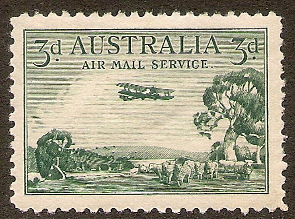 Australia Air-Mail Stamp Scott # C1 Mint Hinged, MH. CV $9.25.