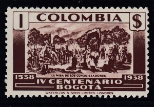 Colombia 1938 1p Red Brown Bogota 400th Anniversary MNH. Scott 463