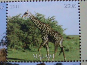 MALAWI-2011-PROTECTED ENDANGER ANIMALS-GIRAFFES-MNH SHEET VERY FINE