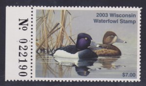 State Hunting/Fishing Revenues: WI - 2003 Duck Stamp  WI-26 - MNH