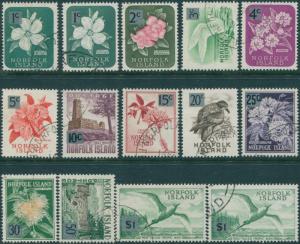 Norfolk Island 1974 SG60-71a Flowers Birds Scenes both sizes set FU