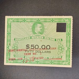 RX13 spirits excise tax stamp punched nice nostalgic stamp