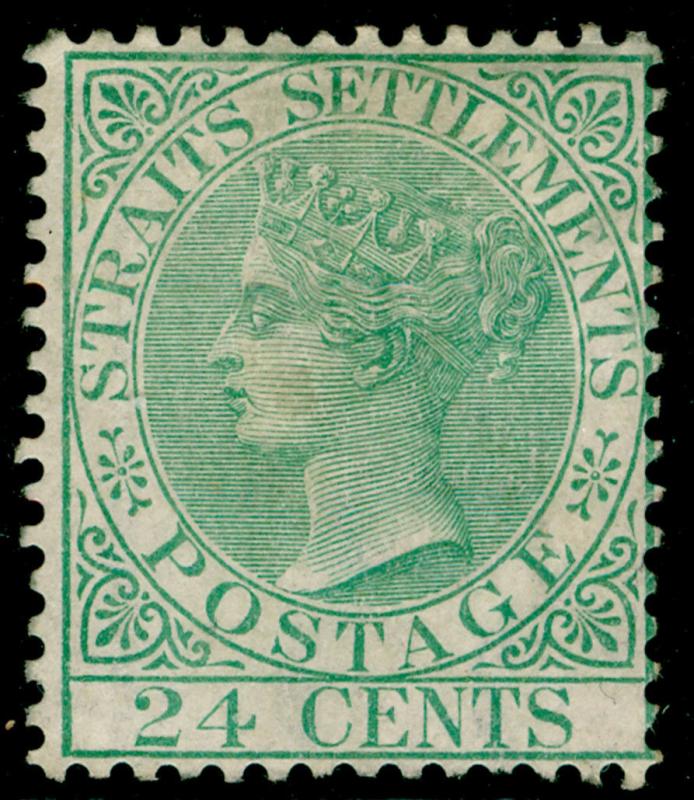 MALAYSIA - Staits Settlements SG16a, 24c yellow-green, M MINT. Cat £350. WMK CC.