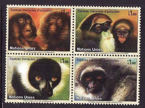 United Nations Geneva-Sc#468a- id8-unused NH set-Endangered-Animals-Monkeys-20