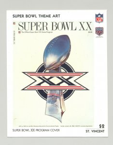 St Vincent #1444 Super Bowl XX Program Cover Art 1v S/S Imperf Chromalin Proof