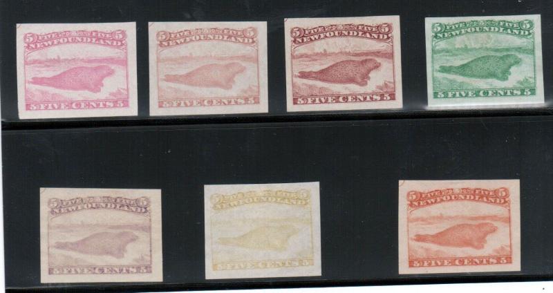 Newfoundland #25DP Extra Fine ABN Trade Sample Proofs In 7 Different Colors