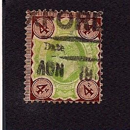 Great Britain Scott 133  S.G. 236 - 1906- 4d green & chocolate brown