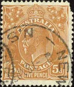 Australia Sc# 75 Cull (b) 1926-1930 5p wmk Small Crown Multiple A King George V