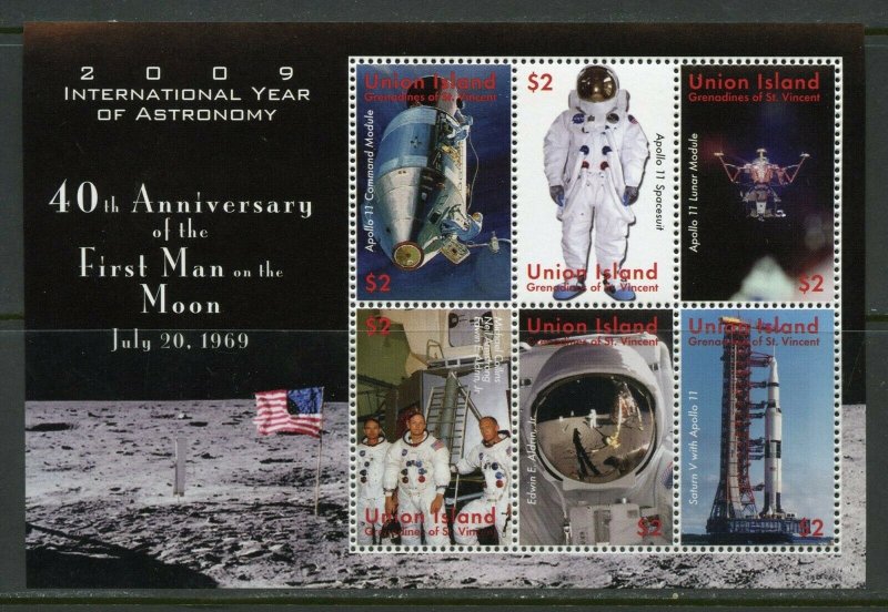 UNION ISLAND 40th ANNIVERSARY OF THE FIRST MAN ON THE MOON  SHEET MINT NH