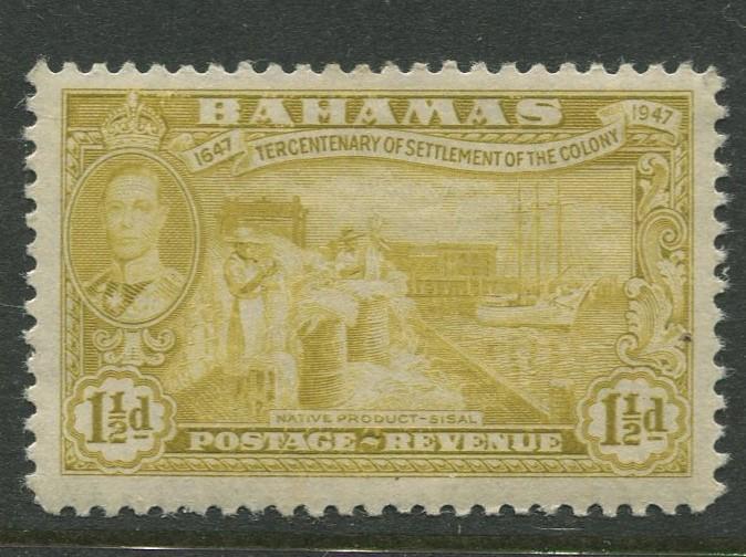 Bahamas - Scott 134 - KGVI Definitive Issue-1948- MVLH -Single 1.1/2d Stamp