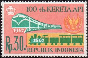 Indonesia 738 - Mint-NH - 30r Trains / Emblem (1968) (cv $1.15)