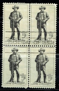 First Day of Issue block of 4 5c SAM HOUSTON (1/18/1964-1242). SCARCE