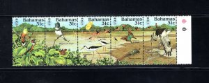 Bahamas 568,  Wildlife, Strip of 5, Mint (NH), XF,  Cat. $19.00 .....   0420469